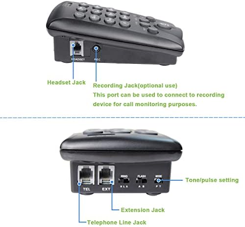 Callez DialPad slušalice Telefon sa tasterom za ton tastature i kabel Mono RJ9 Telefonske slušalice sa mikrofonom za otkazivanje buke