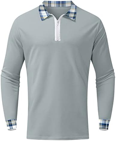 XXBR patentno polo majice za muške ležerne prilike s dugim rukavima Slim Fit Vintage Plaid Striped Works Sports Golf Revel Tee vrhovi