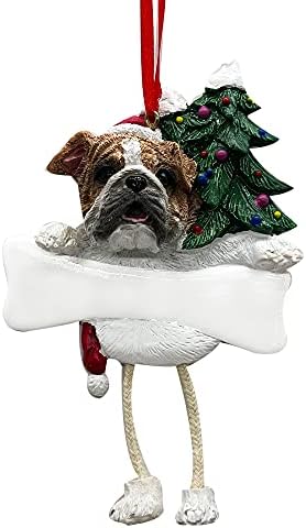 Ornament buldoga sa jedinstvenim visećim nogama ručno oslikanim i lako personaliziranim božićnim ornamentom