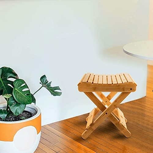 PINGEUI 2 pakovanja 11 x 11 x 12,6 inča sklopiva stolica od prirodnog bambusa, prenosiva bambusova sklopiva Stepenasta stolica za