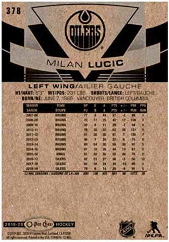2019-20 o-pee-chee # 378 Milan Lucic Edmonton Oiller NHL hokejaška trgovačka kartica