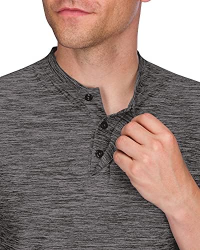 Three six Collarless golf Shirts for Men - Quick Dry kratki rukav T-Shirt with 4-Way Stretch Fabric & UPF 30