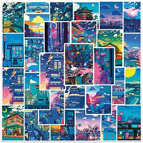 50pcs Japanske anime noćne scene naljepnice Cityscape naljepnice Laptop Vodeni naljepnice za djecu Dječaci Djevojke Tinejdžeri Anime