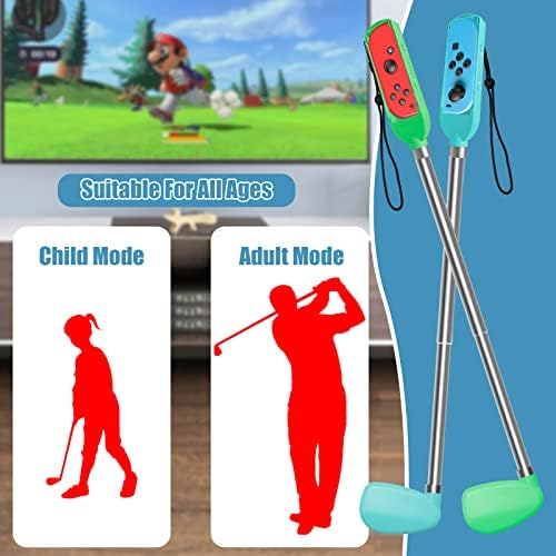 Lelinker 2Pack Golf Club za Mario Golf prekidač, dodatna oprema za golf igre za Mario Golf Super Rush [sa ručnim remenom], 4 Dužine