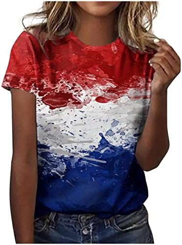 Ženske gornje američke zastave zvijezde grafičke vrhove majice za dame kratki rukav Crew vrat pada ljeta 2023 odjeća