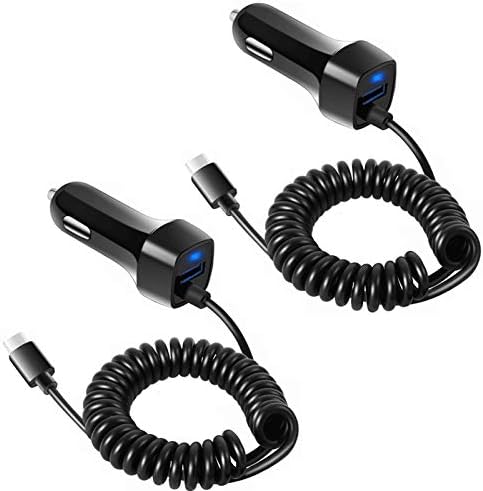 2pack 2.4 A brzo punjenje USB C Adapter za auto Punjač sa 3ft Tip C namotanog kabla za Samsung Galaxy S20 FE S20 Plus Ultra S10 Lite