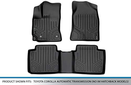 Smartliner Podne prostirke 2 reda se postavlja crna za 2014-2019 Toyota Corolla Automatski mjenjač