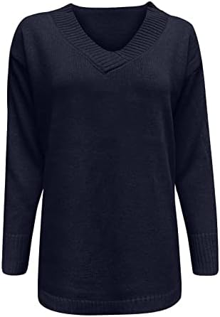 Ženski džemperi Proljeće 2023 Boja podešena glava V-izrez Topla dugačka rukava TOP jesen i zimski pulover
