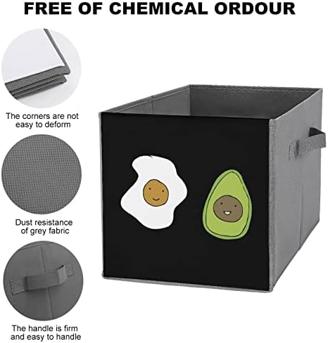 Egg i avokado prijatelji PU kožna skladišta za skladištenje Canvas Cube Organizator košara s ručkama