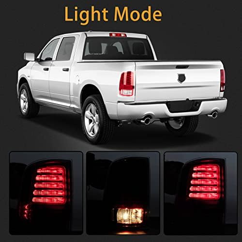 MiKaFex lijevoj strani vozača LED zadnja svjetla Skupštine zadnje kočione lampe kompatibilan sa 2013-2018 Dodge Ram 1500 2500 3500 sa sijalicama, spreman & Red Lens Chrome rep lampa, zamijeniti # 68093079AC CH2800203