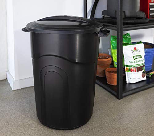 United Solutions Vanjska kanta za smeće od 32 galona, Crna, kanta za smeće laka za nošenje sa čvrstom konstrukcijom, prolazne ručke