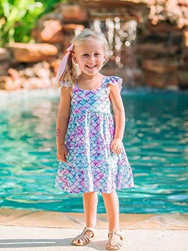 Little Girls Summer haljina bez rukava kauzalna cvjetna plaža Sundress Haljina s ruff-rufflesom 2-8T