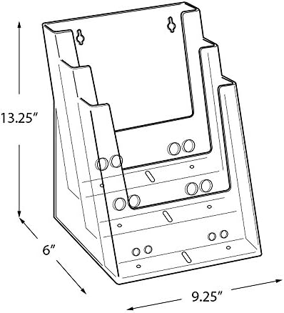 AZAR 300278-SLV 8,75 W x 13 H Čelična polica za brošuru za nebeski toranj