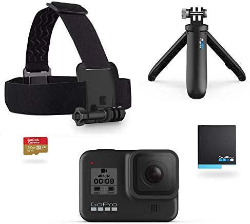 GoPro Hero8 Crni maloprodajni paket - uključuje hero8 crnu kameru plus kratka, glavna kaiš, 32GB SD kartica i 2 punjive baterije
