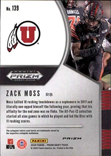 2020 PANINI PRIZM Nacrt Prizms Red 139 Zack Moss Drav Picks Utah Utes RC Rookie Football Trading Card