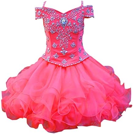 Domydesign Ball Haw Cupcake Toddler Girl Pageant haljina hladno rame 2023 ruffles kristalna kratka rođendanska haljina