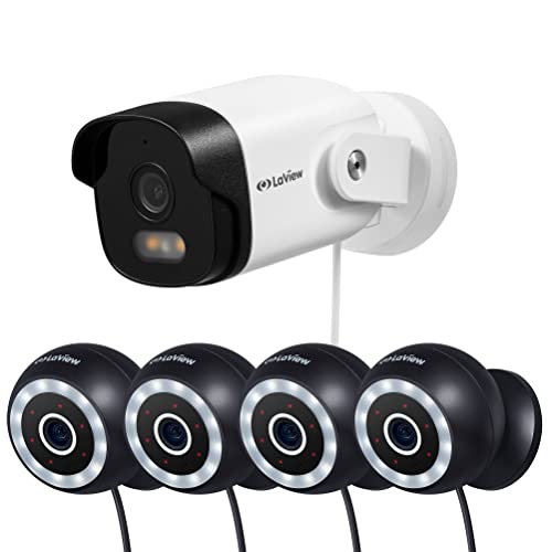 Laview 2K Sigurnosne kamere zatvoreno 4pc i vanjski 1pc, ožičene kamere za kućnu sigurnost s noćnim vizijom boja sa svjetlošću, IP65