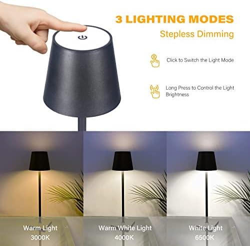 LJXIIOO Modern LED bežična lampa, 5000mAh punjiva baterija lampica, noćna svjetlost svjetla, noćna svjetlost metala, minimalistički
