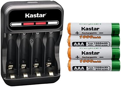Kastar 4-pack Aaaj 1.2V 1000mAh Ni-MH baterija i CMH4 punjač Kompatibilan sa Panasonic KX-TG4223 KX-TG4223B KX-TG4223N KX-TG4224 KX-TG4224N