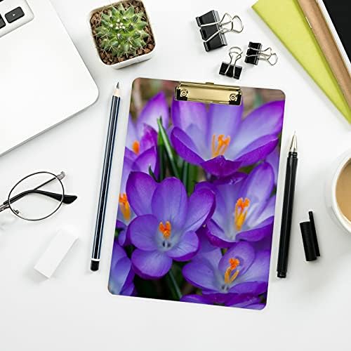 Spring Purple Crocus Flowers Plastic Clipboards with Metal Clip Letter Size Clipboard Low Profile Clip Boards for office School Nursing