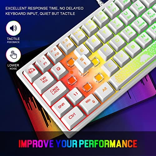 Ajazz K61 60% procenat tastature,RGB pozadinsko ožičeno kompaktno mehaničko osećanje Gaming tastatura sa brzim tihim kucanjem, 19