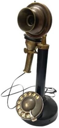 Antikni ručno rađeni mesingani telefonski pastir za svijeće Telefon Rotacioni biranje Vintage Home Decor