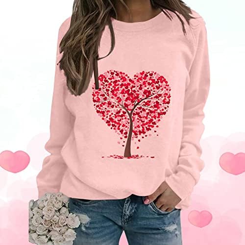 Valentinovo prevelizirani duks za žene slatko srce pulover TOP slatki dugi rukav košulje za košulje
