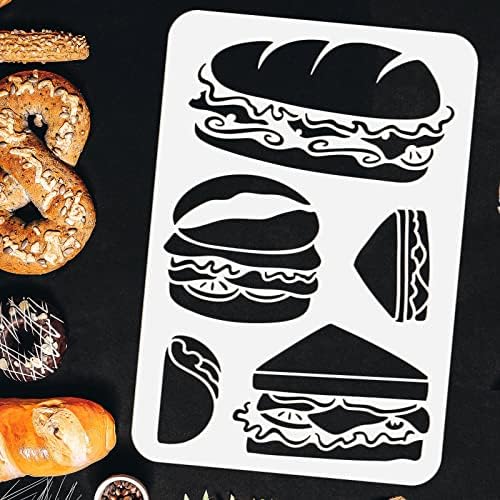 FingerInspire FastFood šablon za farbanje 11.7x8,3 inča šuplje hamburger šablonski sendviči za obrtni šabloni plastični kućni ljubimac