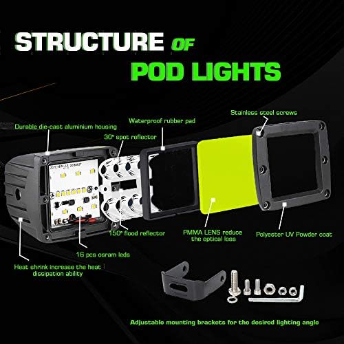 2kom 48W 3 inča LED Pod svjetla Off Road svjetla za vožnju Spot poplava Combo LED svjetlo Bars svjetla za maglu kvadrat LED radno