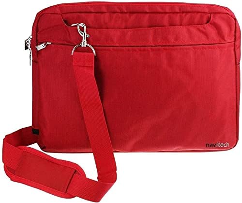 Navitech crvena glatka putna torba otporna na vodu - kompatibilna sa MyDash 12.5 prenosivim DVD playerom
