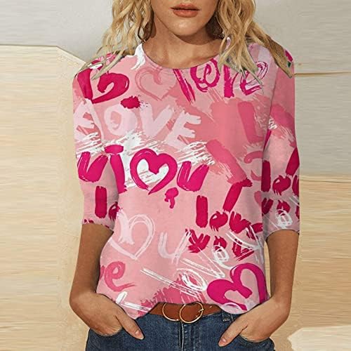 Valentines Day Shirts Žene Valentines Grafički Majica Ljubav Srce Pismo Print Duks Crewneck Pulover Vrhovi