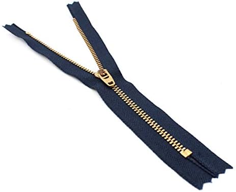 YKK zatvoreni kraj metalni zip za traperice, traper, džepove itd. Navy traka. Zlatni mesingani zub / glava. Raznolikost veličina od