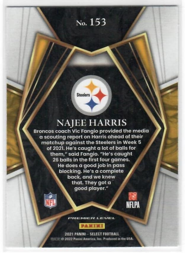 2021 PANINI Odaberite 153 Najee Harris Premier Nivo Pittsburgh Steelers RC Rookie NFL fudbalska trgovačka kartica