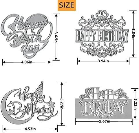 4 komada rezovi za izradu kartice, izvan sretnog rođendanskog rezanja Dies CARD isporuke Diy Diy reznice izrada šablona Embossing