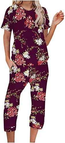 Kompleti pantalona za žene ljetna jesen 2023 Odjeća Country Concert Cotton Graphic Print Setovi pantalona za cvijeće D8 D8