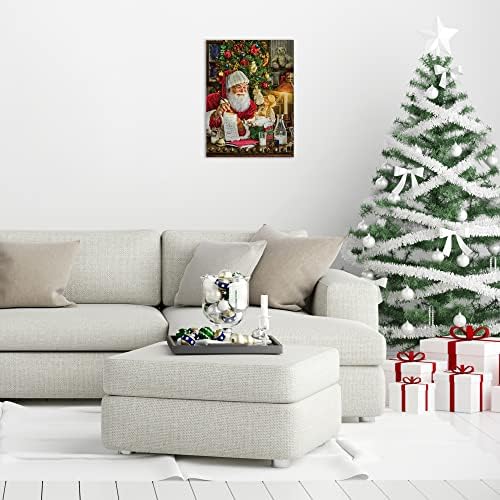RICO Industries Sezonski odmor za odmor Santa za provjeru poklona 25 x 35 filcanog zidnog dekora