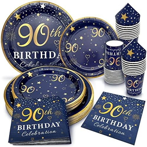 algpty ukrasi za 40. rođendan ploče i salvete plave i zlatne, usluga za 30, paket za 40. rođendan uključuje tamnoplave tanjire, salvete,