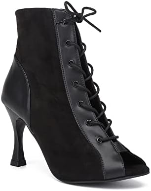 Hroyl Women Open Ankle plesne čizme čipke čipke latino salsa ballroom performanse prakse plesne cipele, model L500