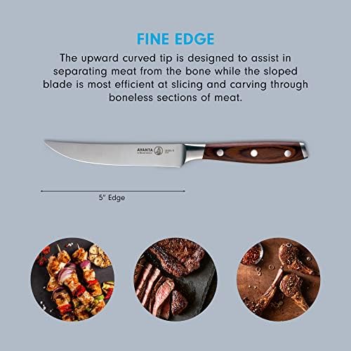Messermeister Avanta 5 Fine Edge Steak Knife Set-njemački X50 Nerđajući čelik-otporan na rđu & jednostavan za održavanje - uključuje