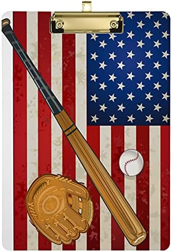 Naanle Vintage američka zastava i bejzbol USA prilagođeni akrilni međuspremnik, Zlatna tabla za pisanje standardne veličine A4 dekorativna