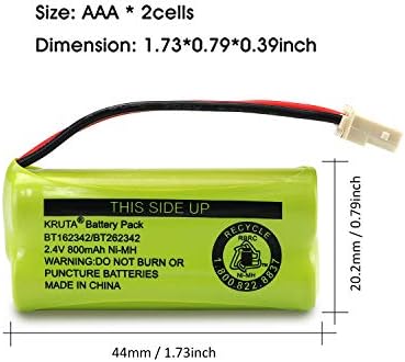 Kruta BT166342 BT266342 Zamjenska baterija 2.4V 800mAh kompatibilna sa BT183342 BT283342 BT162342 BT262342 VTECH CS6114 CS6419 CS6719