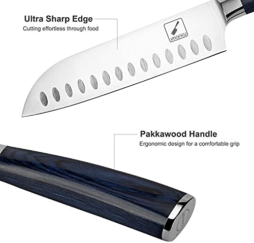 IMARU Santoku nož 7 inčni kuhinjski nož ultra oštri azijski nož japanski kuharski nož - njemački HC nehrđajući čelik 7Cr17Mov - Ergonomska