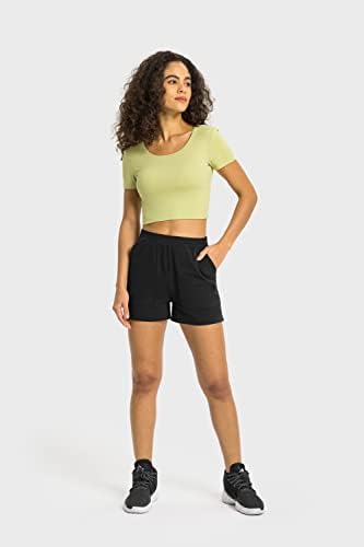 Altiland podstavljeni vrhovi za žene za žene, obrezive Yoga teretane Sportske majice, atletski kratkih rukava sa ugrađenim grudnjakom