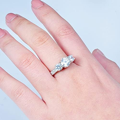 Prstenje za vjenčanje i angažman modni trend umetnuo cirkon srebrne tri dijamantna prstena dame nakit