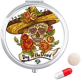 Sombrero Suger Lobanja Meksiko dan mrtve futrole za pilule džepni dozator za skladištenje lijekova
