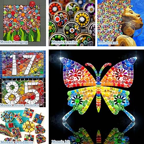 Youway Style millefiori flower Glass perle, 214g Mosaic Tiles for Crafts, Mosaic Supplies Mosaic Tiles for Crafts Bulk, Mosaic Christmas
