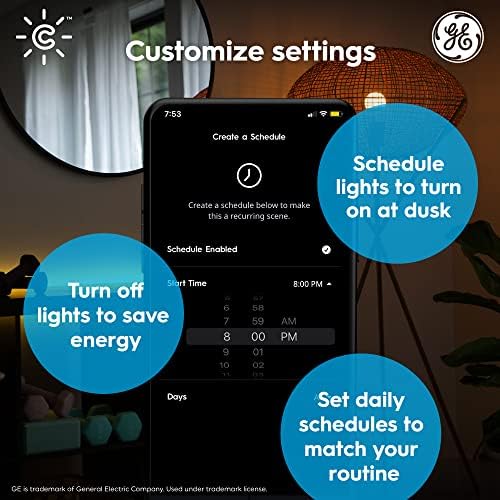 GE CYNC Smart LED žarulje + pametni paket paketa, pune boje, A19 žarulje 80in svetlosne trake za osvjetljenje proširenja, kompatibilno