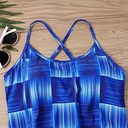 Ženski tankani kupaći komisiot Blouson skromni dvodijelni bikini set Cross Back Tummy Control gornji dio s kratkim kostima