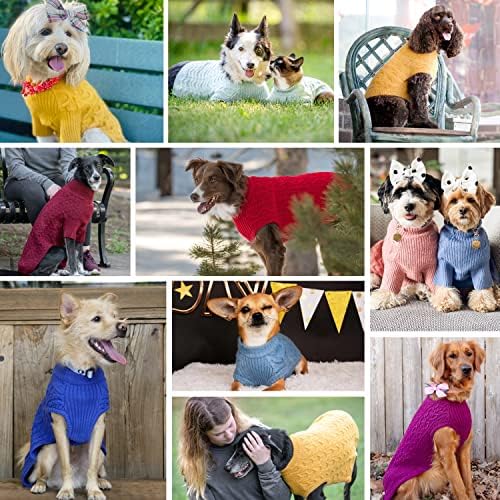 Blueberry pet Classic dog džemper mješavina vune Kablovska pletena pulover Crewneck zimska odjeća u Prigušenoj ružičastoj boji, dužina