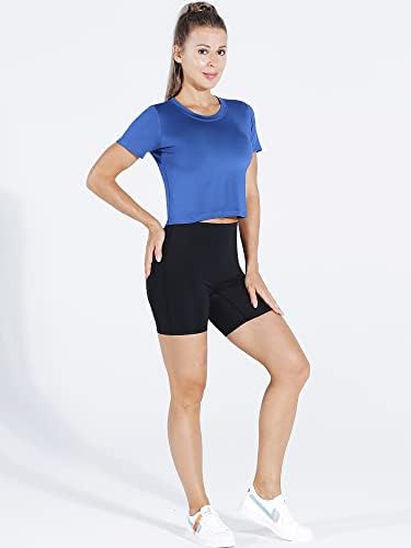 CADMUS Workout Crop Tops Women Racerback Dry Fit Athletic Shirts Short Sleeve 3 Piecese